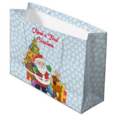 初男の赤ちゃんのクリスマスかわいいサンタクロース ラージペーパーバッグ (正面アングル)