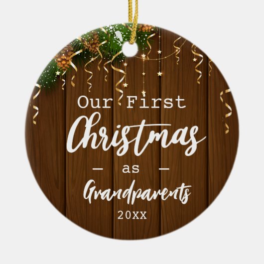 初祖父母メリークリスマスライト写真 セラミックオーナメント (正面)