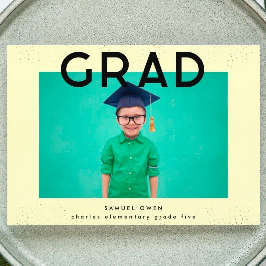 初等黒黄文字モダン2枚フォトグラード 案内状