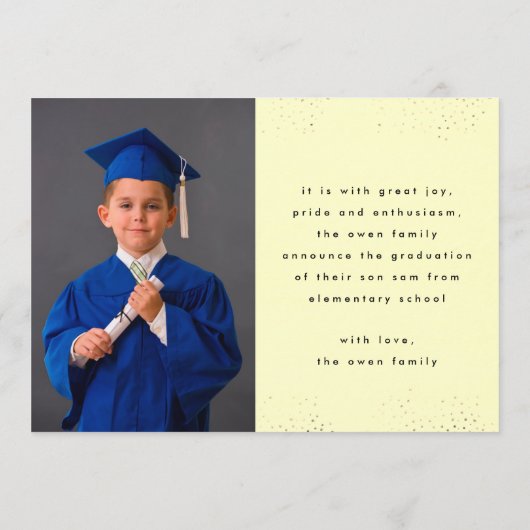 初等黒黄文字モダン2枚フォトグラード 案内状 (裏面)