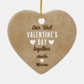 初素朴期バレンタインデーのカップル セラミックオーナメント (裏面)