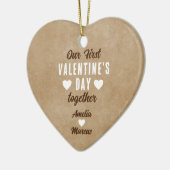 初素朴期バレンタインデーのカップル セラミックオーナメント (左)