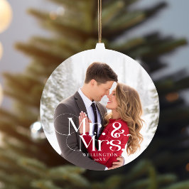 初結婚クリスマスフォト セラミックオーナメント