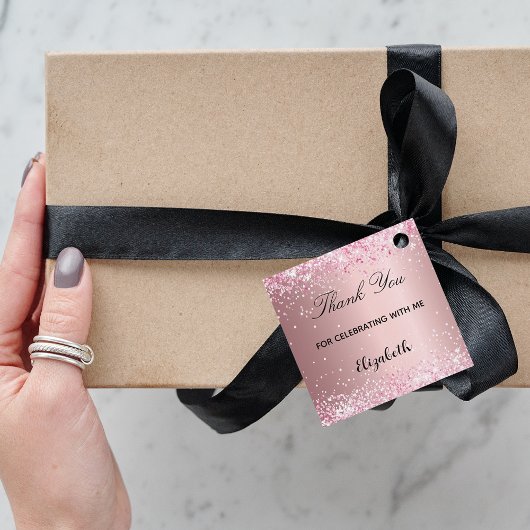 初聖体拝領ピンクグリッター感謝していユー フェイバータグ