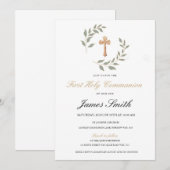 初聖体拝領招待状 編集可能 中立的 少年 少女 招待状 (正面/裏面)