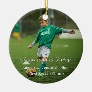 初試合 スポーツ クリスマス 記念写真 セラミックオーナメント