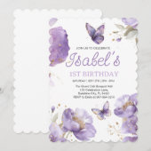  初誕生日, 紫と金の花と蝶  招待状 (正面/裏面)