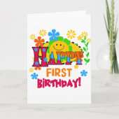 初誕生日Tシャツとギフトの喜び カード (正面)