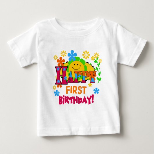 初誕生日Tシャツとギフトの喜び ベビーTシャツ (正面)