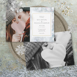 初雪の写真冬の結婚式招待状 招待状