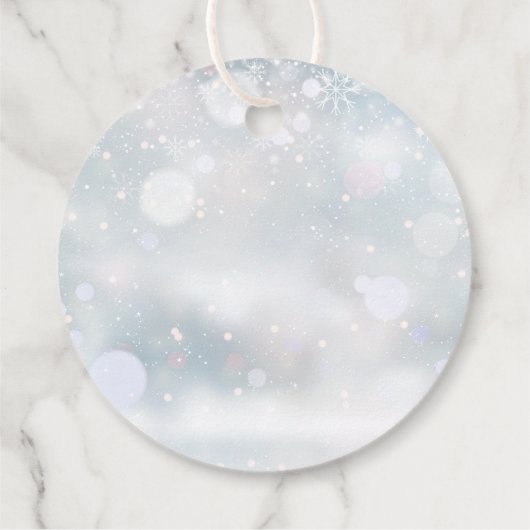 初雪の冬の結婚式ありがとう フェイバータグ (裏面)