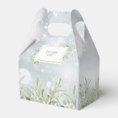 初雪の緑の冬の結婚式 フェイバーボックス (裏面サイド)