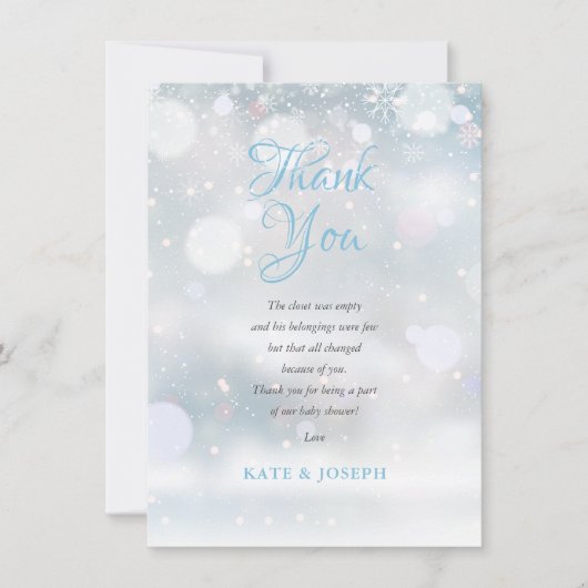 初雪の赤ちゃんシャワーありがとう詩 サンキューカード (正面)
