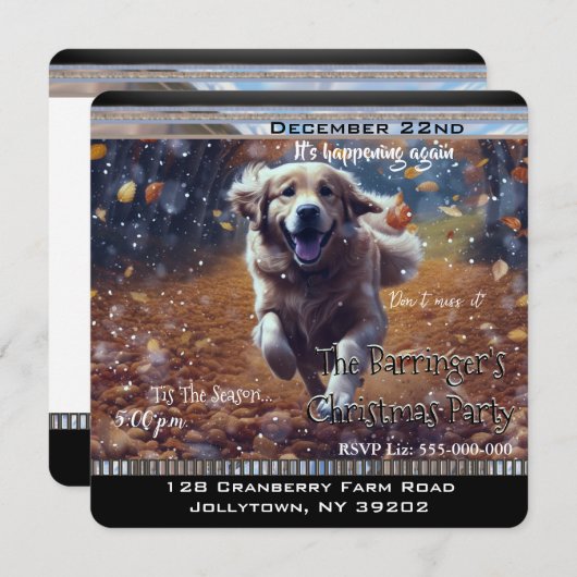初雪シーズンリートリーバークリスマスパーティー 招待状 (正面/裏面)