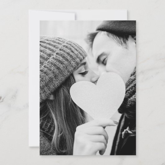 初雪金ゴールド写真冬の結婚式 招待状 (裏面)