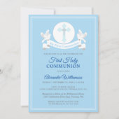 初領聖体男子青い招待状 招待状 (正面)