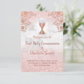 初領聖体 フェイクピンク グリッター 招待状 (スタンド正面)