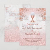 初領聖体 フェイクピンク グリッター 招待状 (正面/裏面)