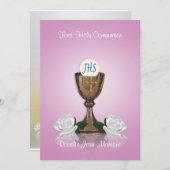 初領聖体 招待状 ピンク (正面/裏面)