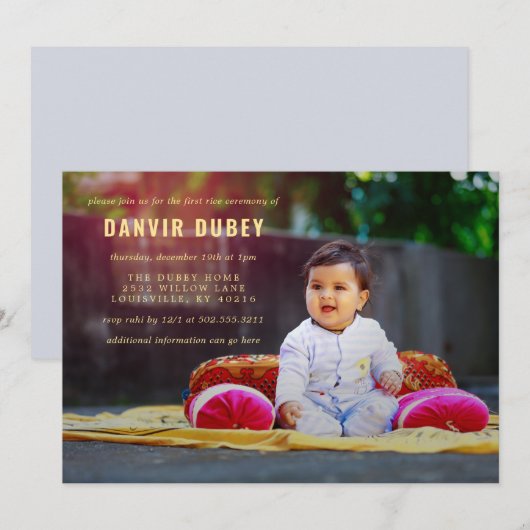 初食いの記念写真 招待状 (正面/裏面)