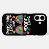 判断するな 理解する 愛 自閉症 自閉症啓発 Case-Mate iPhoneケース (裏面 (横))