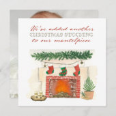 別のクリスマスストッキングフォトホリデー誕生 案内状 (正面/裏面)