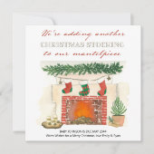 別のクリスマスストッキング写真妊娠 案内状 (正面)