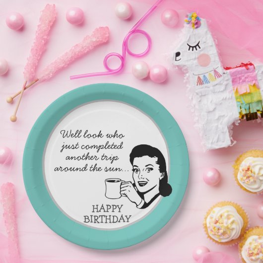 別のトリップのまわりにザサンおもしろいレトロ誕生日 ペーパープレート (パーティー)