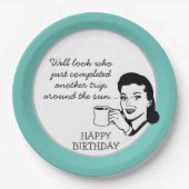 別のトリップのまわりにザサンおもしろいレトロ誕生日 ペーパープレート (正面)