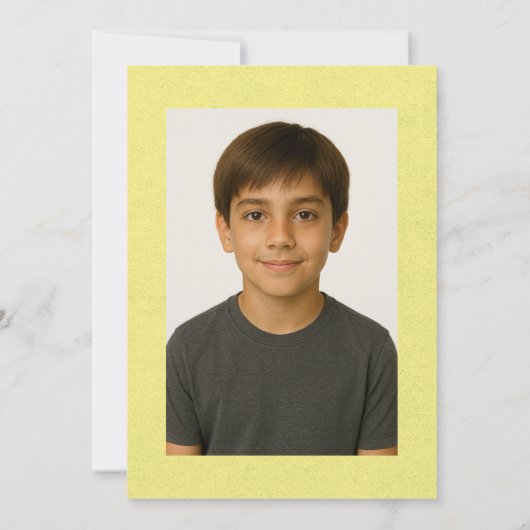 別のトリップザのまわりにサンイエローレトロ誕生日 招待状 (裏面)