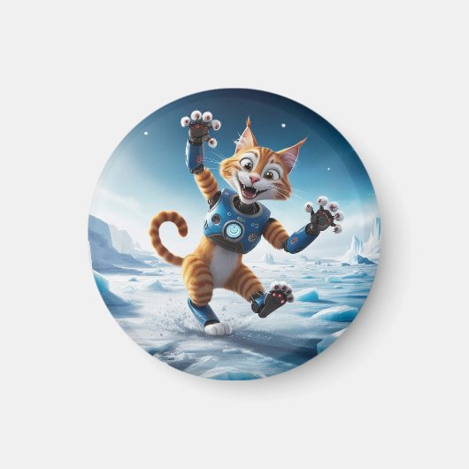別のフレンドリー氷の惑星のロボット猫 マグネット (正面)