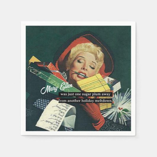 別のホリデーメルト遠くにダウンからのシュガープラム スタンダードカクテルナプキン (正面)