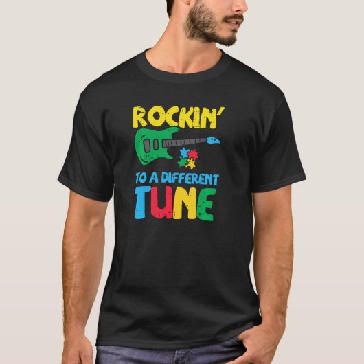 別のリズムにのって ギター 自閉症啓発 M Tシャツ (正面)