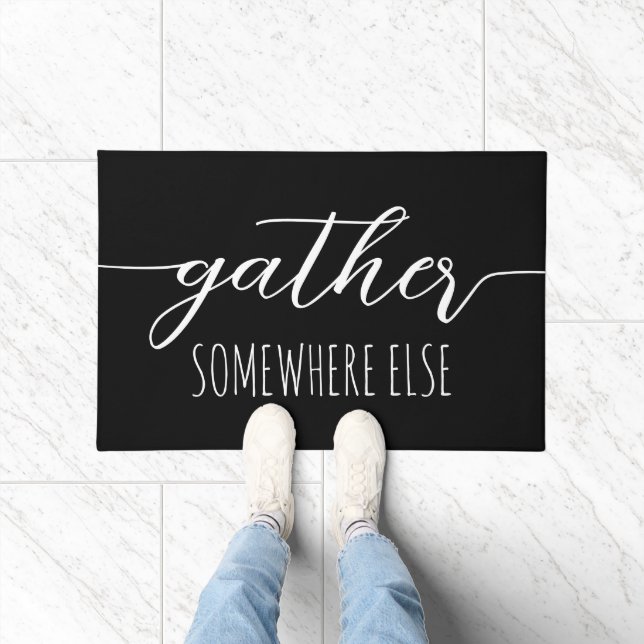 別の場所に集めるおもしろい内向黒 ドアマット (室内)