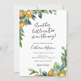 別の小さなかわいこちゃんオレンジの赤ちゃんシャワー 招待状
