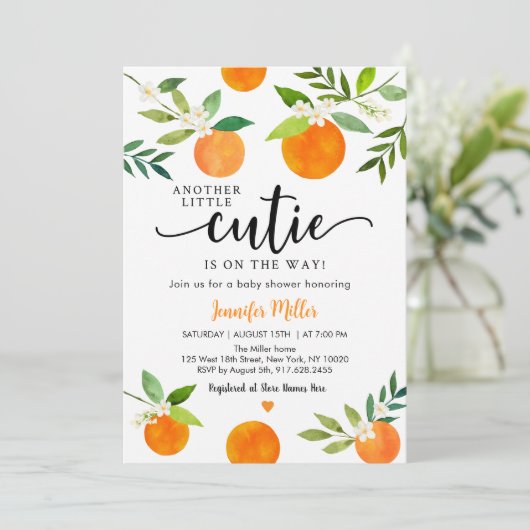 別の小さなかわいこちゃん緑のフローラベビーシャワー 招待状 (スタンド正面)