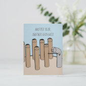 別の年グレイおもしろい髪の古い誕生日カード ポストカード (スタンド正面)