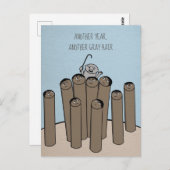 別の年グレイ髪おもしろい古誕生日はがき ポストカード (正面/裏面)