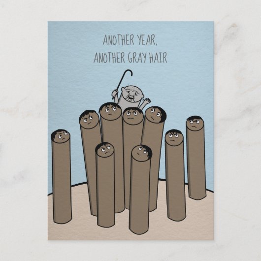 別の年グレイ髪おもしろい古誕生日はがき ポストカード (正面)
