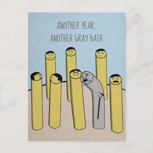 別の年グレイ髪おもしろい古誕生日はがき ポストカード (正面)