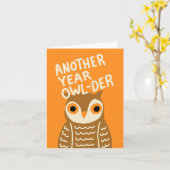 別の年フクロウの折り畳みグリーティングカード カード (黄色い花)