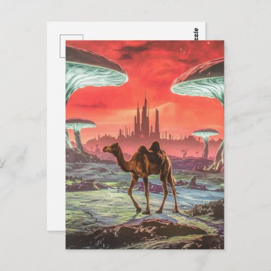 別の惑星はがきにラクダ ポストカード (正面/裏面)