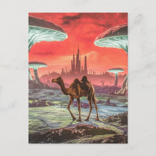 別の惑星はがきにラクダ ポストカード (正面)