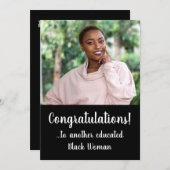 別の教育を受けた黒人の女性の写真卒業 招待状 (正面/裏面)