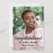 別の教育を受けた黒人女性2022年の卒業写真 招待状 (正面)