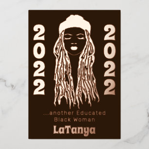 別の教育を受けた黒人女性Locs 2022卒業 箔招待状