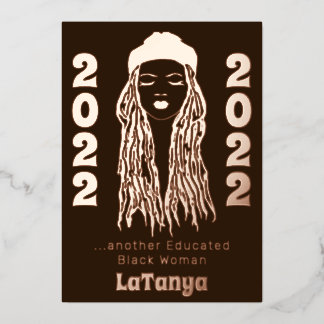 別の教育を受けた黒人女性Locs 2022卒業 箔招待状