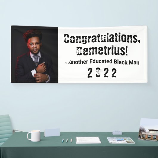 別の教育を受けた黒人男性2022年の卒業写真 横断幕 (トレードショー)