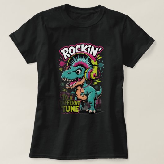 別の曲に合わせてロックする恐竜Tシャツ Tシャツ (デザイン正面)