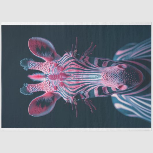 別の白熱［赤熱］光を放つ世界のデコパージュのピンク・ゼブラ 薄葉紙 (正面)